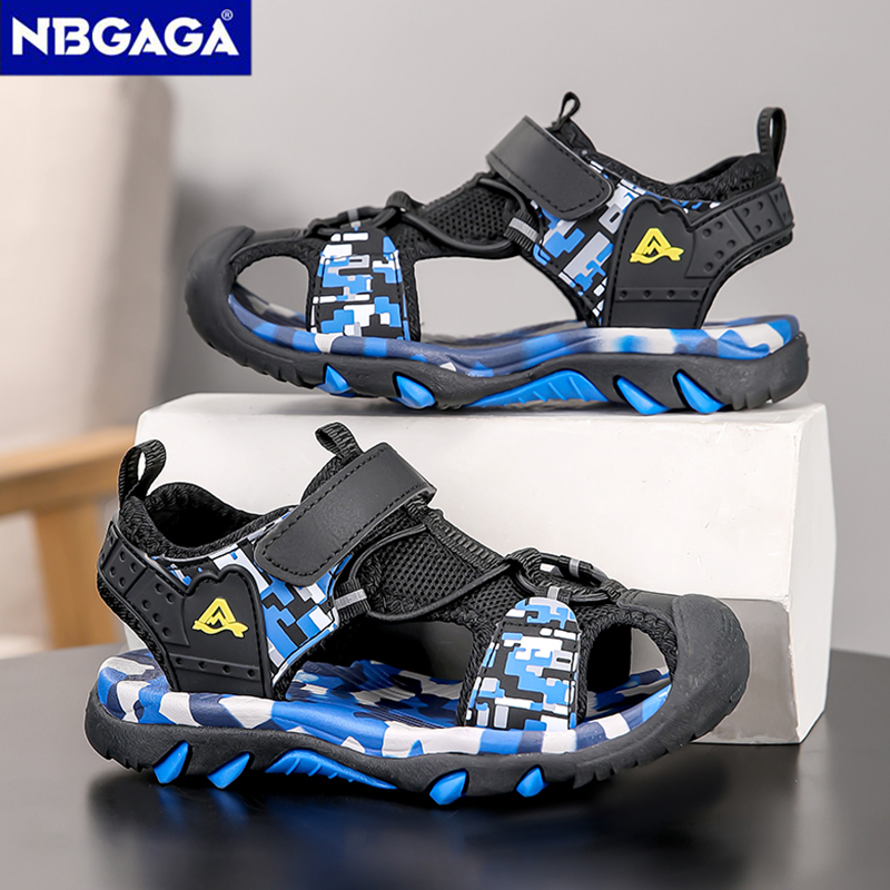 Summer Sport Sandals for Children's 5-16 Years Boys Breathable Anti-Slip Beach Shoes Outdoor Anti-Bump Closed Toe Sandails