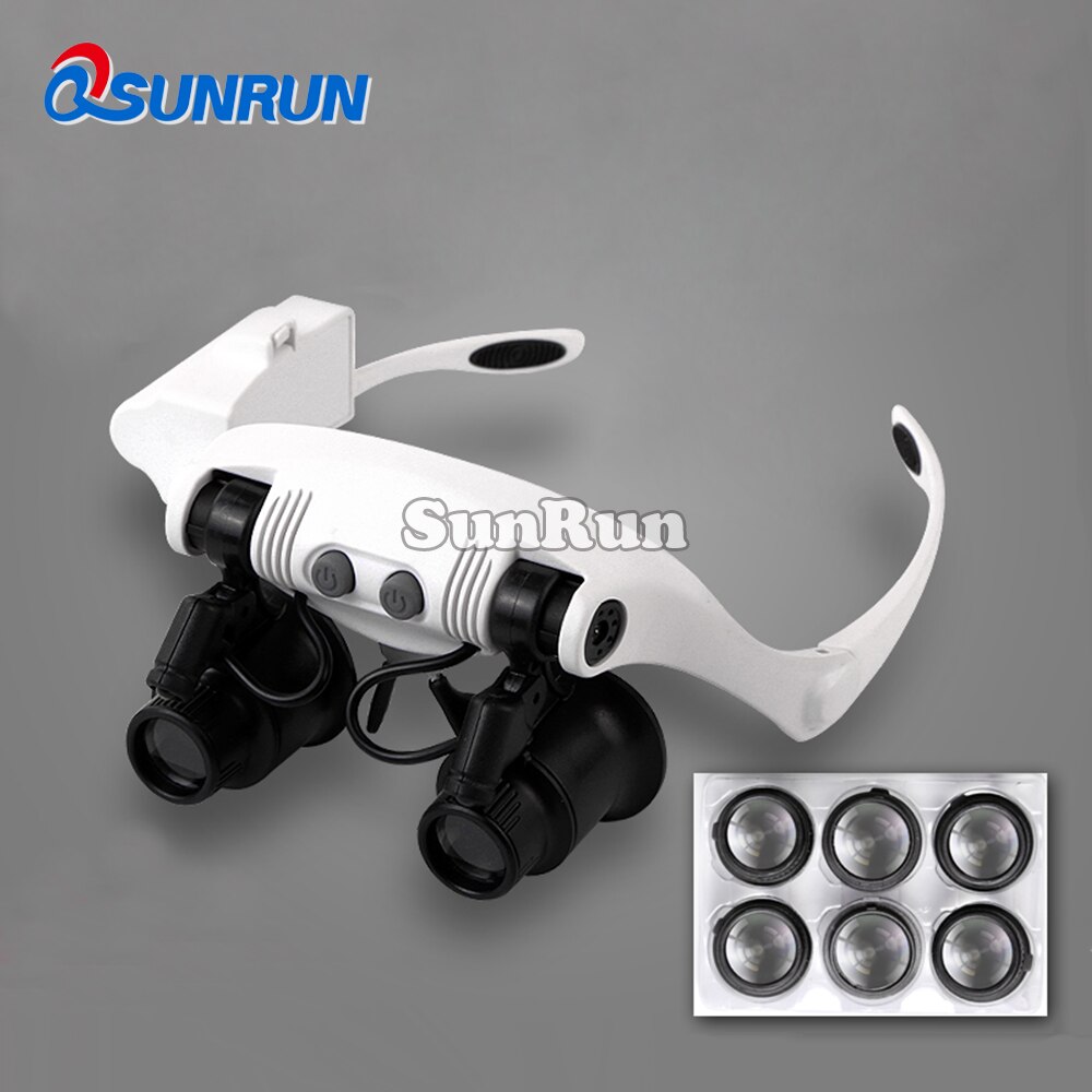 Bril type onderhoud vergrootglas reparatie klok HD verrekijker stempel antieke identificatie verrekijker LED verlichting vergrootglas