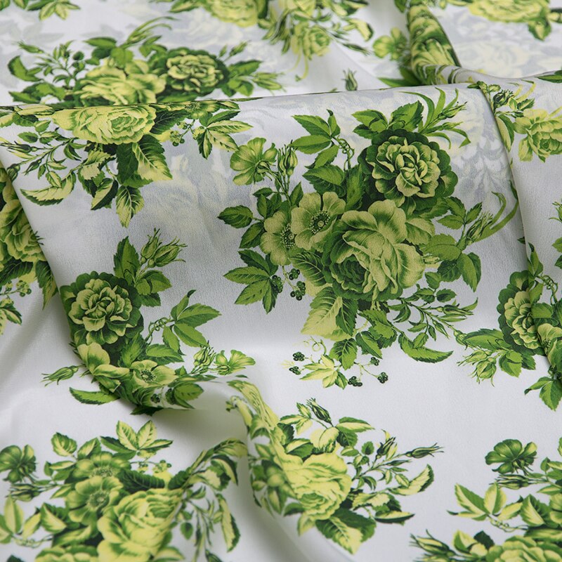 Forår & sommer 140cm bred 19 momme silke crepe de chine stof til kjole digital print klud diy syning