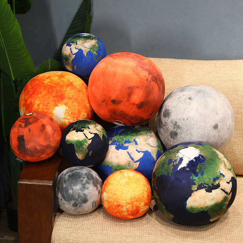 Simulación de tierra, sol, Marte, juguete de peluche, planetas rellenos en el sistema Solar, almohada de muñeca suave, cojín, juguetes para niños, decoración de de cumpleaños