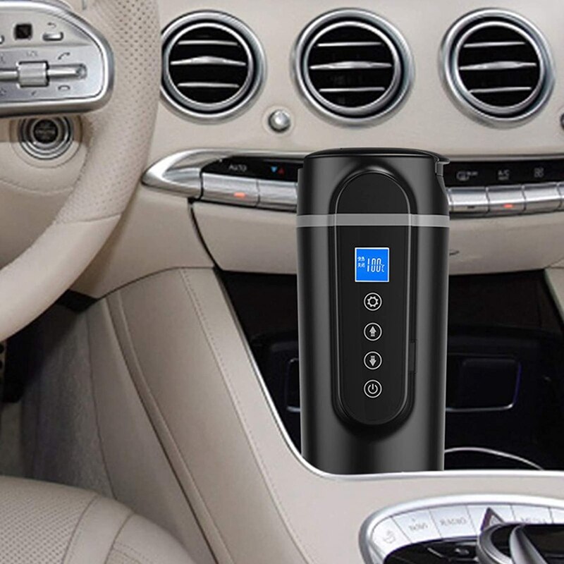 420Ml Rvs Auto Verwarming Cup 12V/24V Lcd Display Elektrische Water Cup Draagbare Waterkoker Koffie thee Melk Verwarmd