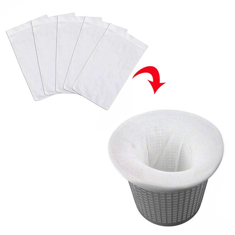 5-Pack de calcetines Skimmer para piscina, perfectos protectores de piscina y Spa para filtros, cestas y Skimmers Pack, blanco