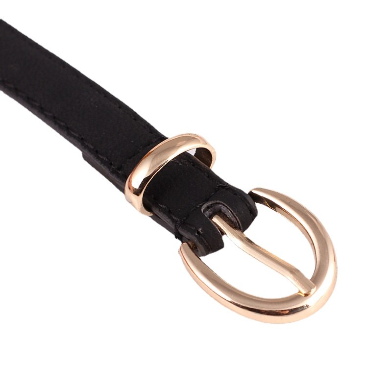 Female Leather Belt Metal Buckle Harajuku Candy Colors Girls Belt Skinny Thin Narrow Waistband for Women Dress Belts