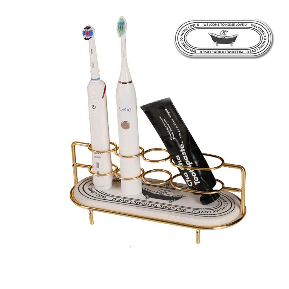 Diatomite Electric Toothbrush Holder Quick-drying Absorbent Pad Toothbrush Toothpaste Organizer Gold Toiletries Storage Shelf: 03