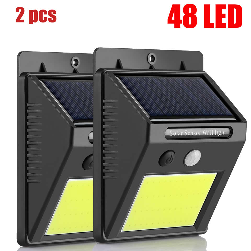 1-4PCS Super Bright Solar Lights LED Solar Power Outdoor Motion Sensor Light,LED on Both Side Waterproof for Deck,Yard,Garden,Pa: cob 48 led 2 pcs