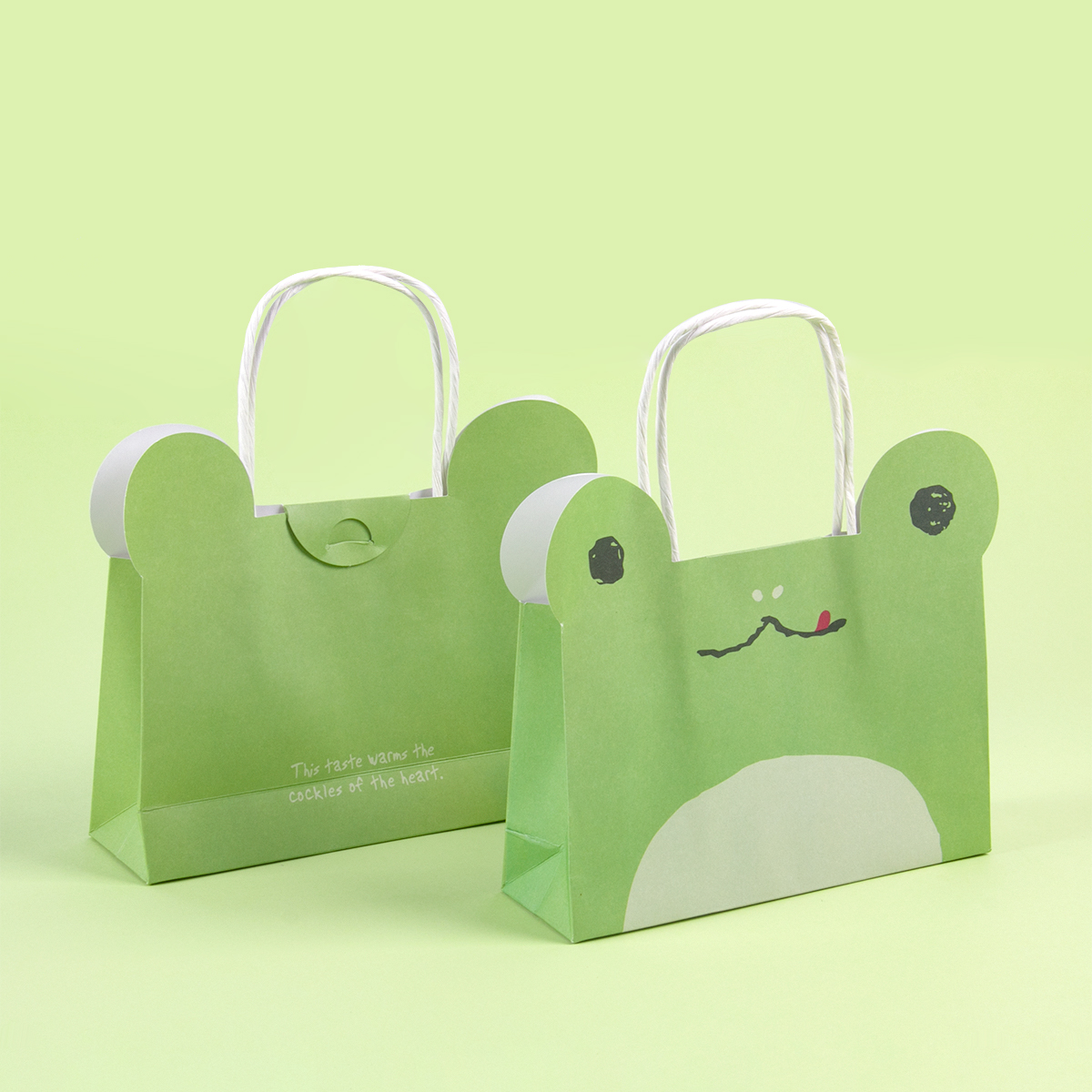4pcs Cartoon Dieren Snoepzakjes - Beer Kikker Hond Kat - Jungle Verjaardagsfeest Koekjes Verpakking: Fluorescentie geel