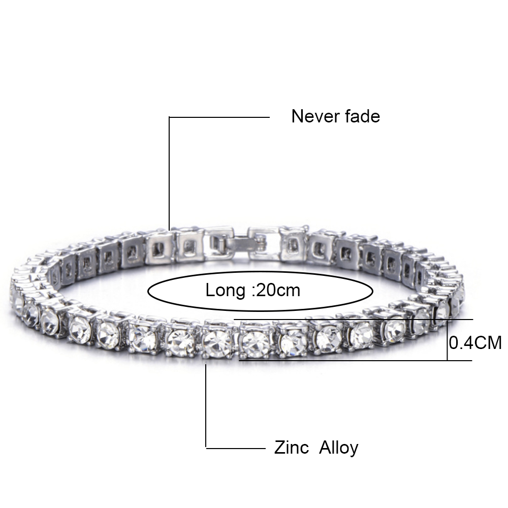 4mm Cubic Zirconia Tennis Bracelet Iced Out Chain Bracelets For Women Men Gold Silver Color Men Bracelet CZ Chain Jewelry