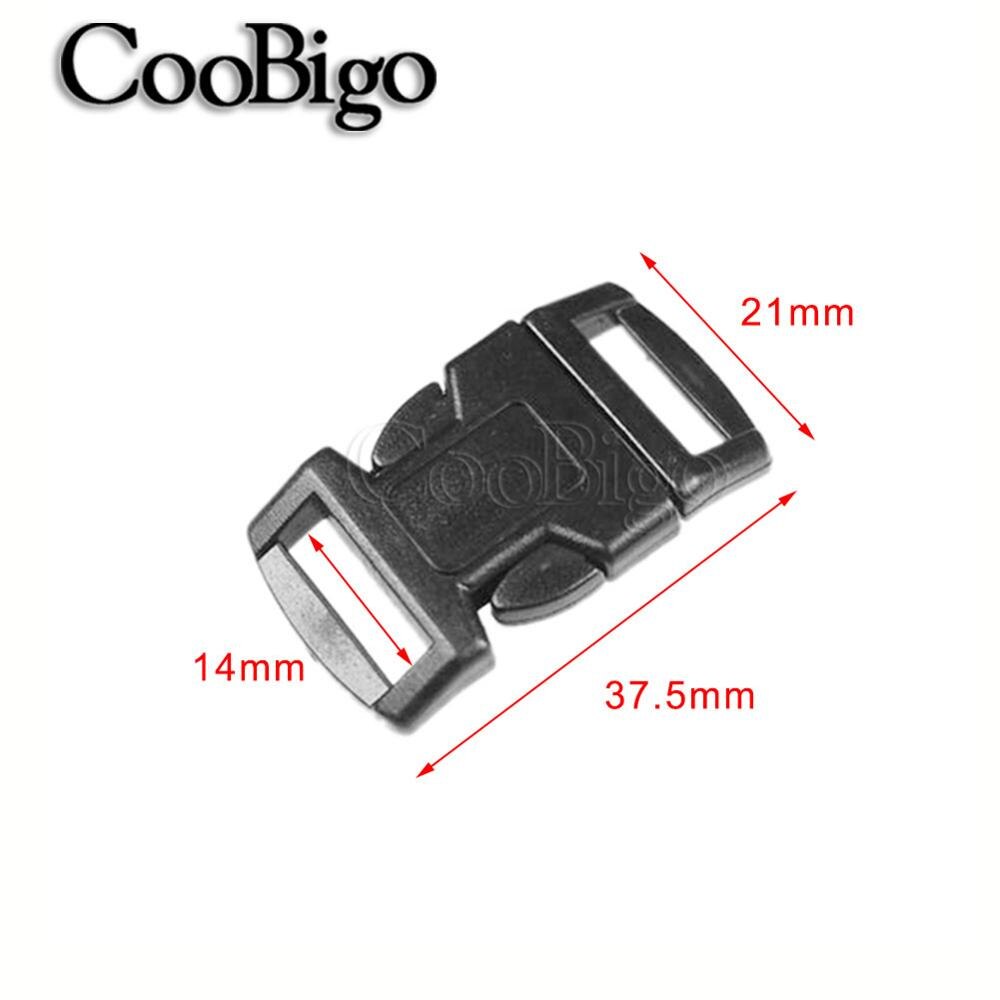 Hebilla de Liberación lateral para Collar de perro, accesorio de plástico curvado, pulsera Paracord, bolsa de mochila, piezas de 10-26mm, 5 uds.: 14mm