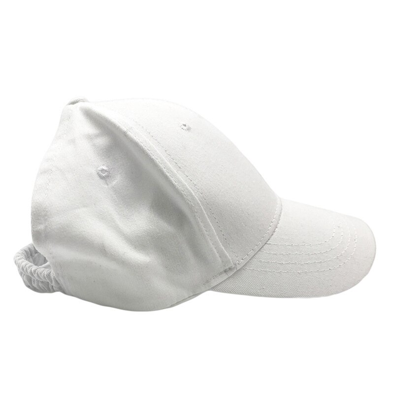 Summer Half Ponytail Tennis Hat Empty Top Sun Hat For Women Snapback Dad Hats Adjustable Sports Cap: White