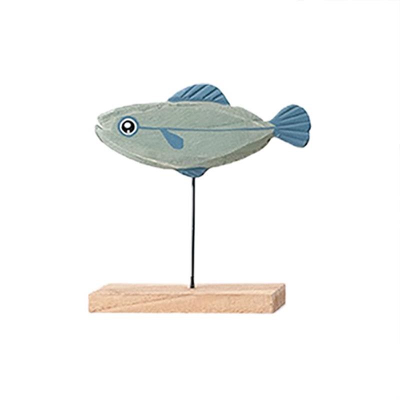 Garden Wooden Fish Ornaments Fish on Stand Decor Fish Statue Desktop Decoration for Home Office Bar: 03