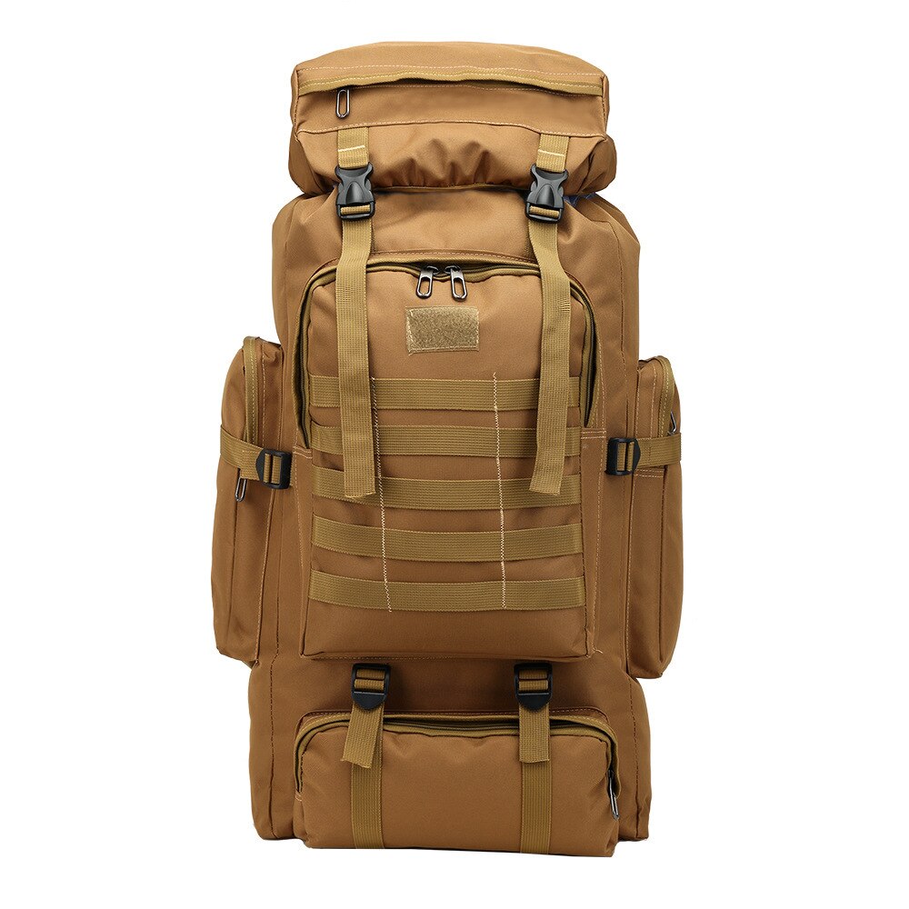 Grænseoverskridende rygsæk stor kapacitet 80l rygsæk camouflage udendørs rygsæk rejse bjergbestigningstaske: Khaki