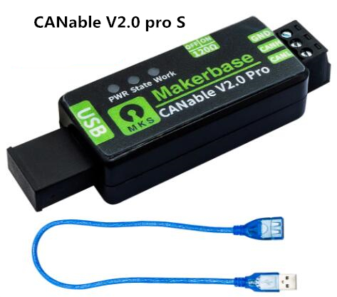 MKS CANable V2.0 S PRO USB to CAN adapter analyzer CANFD slcan SocketCAN CANdleLight klippe with cable: black