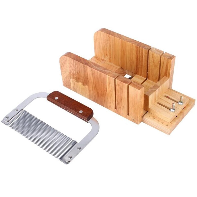 Silicone Soap Mold Handmade Soap Making Tool Set Adjustable Cutting Box with 2 Pieces of Stainless Steel Cutter
