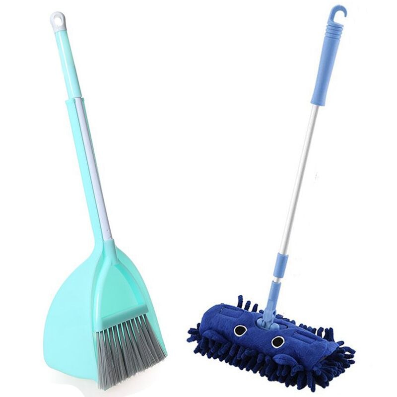 Topbørns rengøringssæt sæt  of 3,  børns husholdning rengøringssæt tegneserie børnelegetøj rengøringsspil legetøj inkluderet.: Lysegrøn