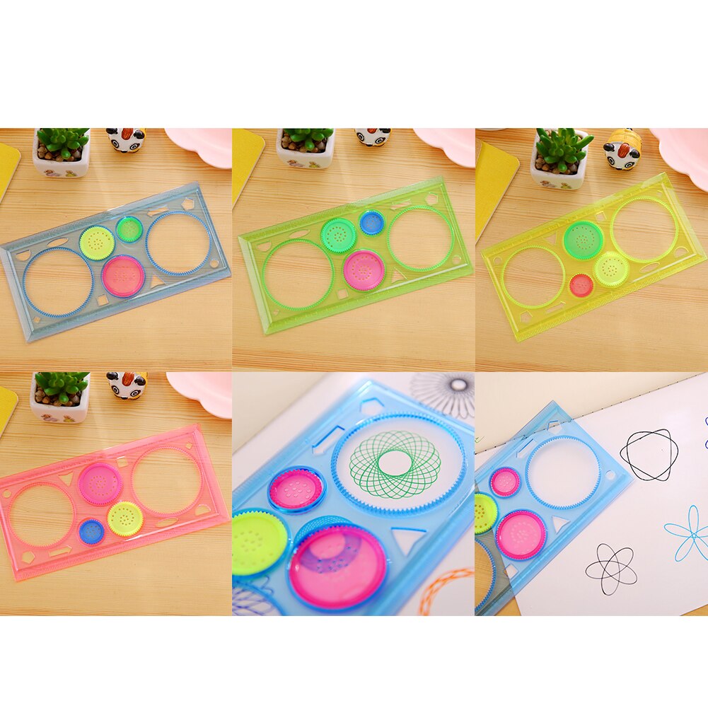 1pc Random Color Painting Ruler Four-Color Transparent Million Flower Ruler Drawing Template Ruler Versatile Ruler For Children