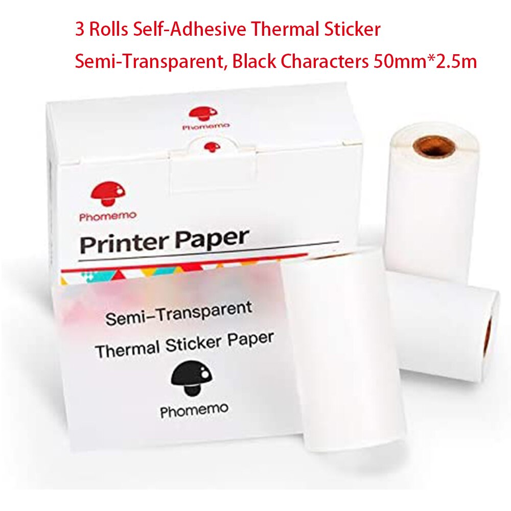 Printable Sticker Thermal Paper Phomemo Self-Adhesive Transparent Gold Photo Paper Rolls for Phomemo M02/M02S/M02 Pro Printer: Semi-Trans Sticker