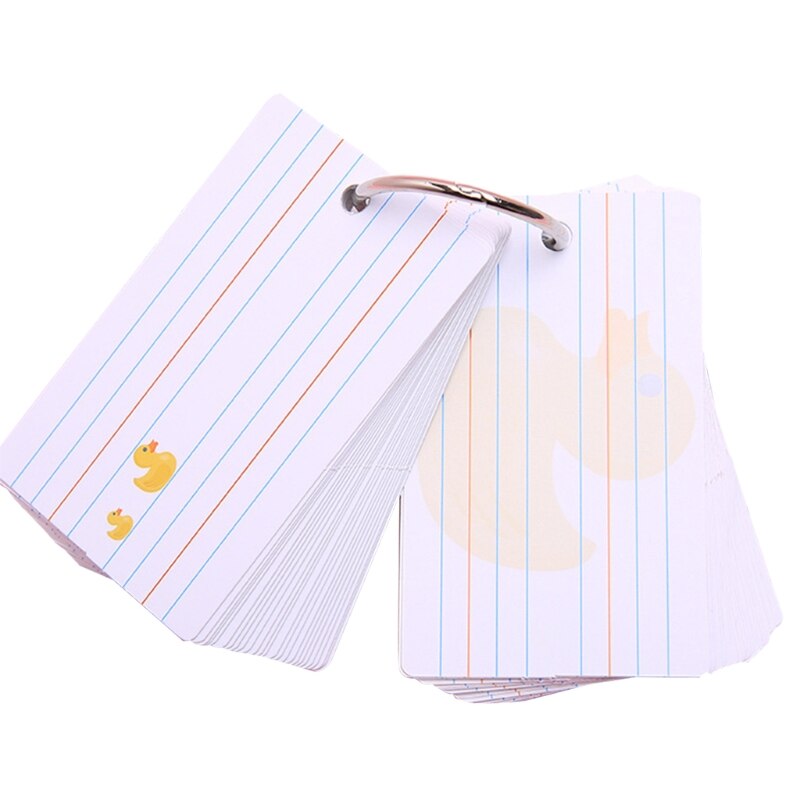 Blank Index Card Flash Cards Note Paper Set with Binder Ring Refillable for Kids: Yellow Duck
