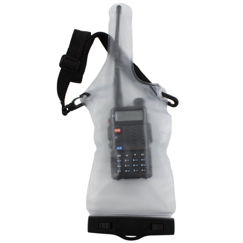 Pvc vandtæt taske taske pose til walkie talkie to-vejs radioer fuld beskytter cover holder med lanyard bærbar udendørs forsyning: Hvid