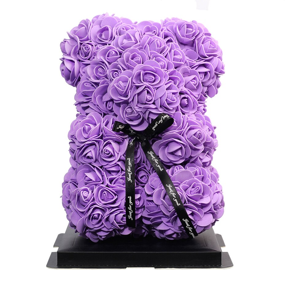 Christmas 25cm rose bjørn kunstig blomst rose bamse dekoration til kvinder valentins bryllup fødselsdag
