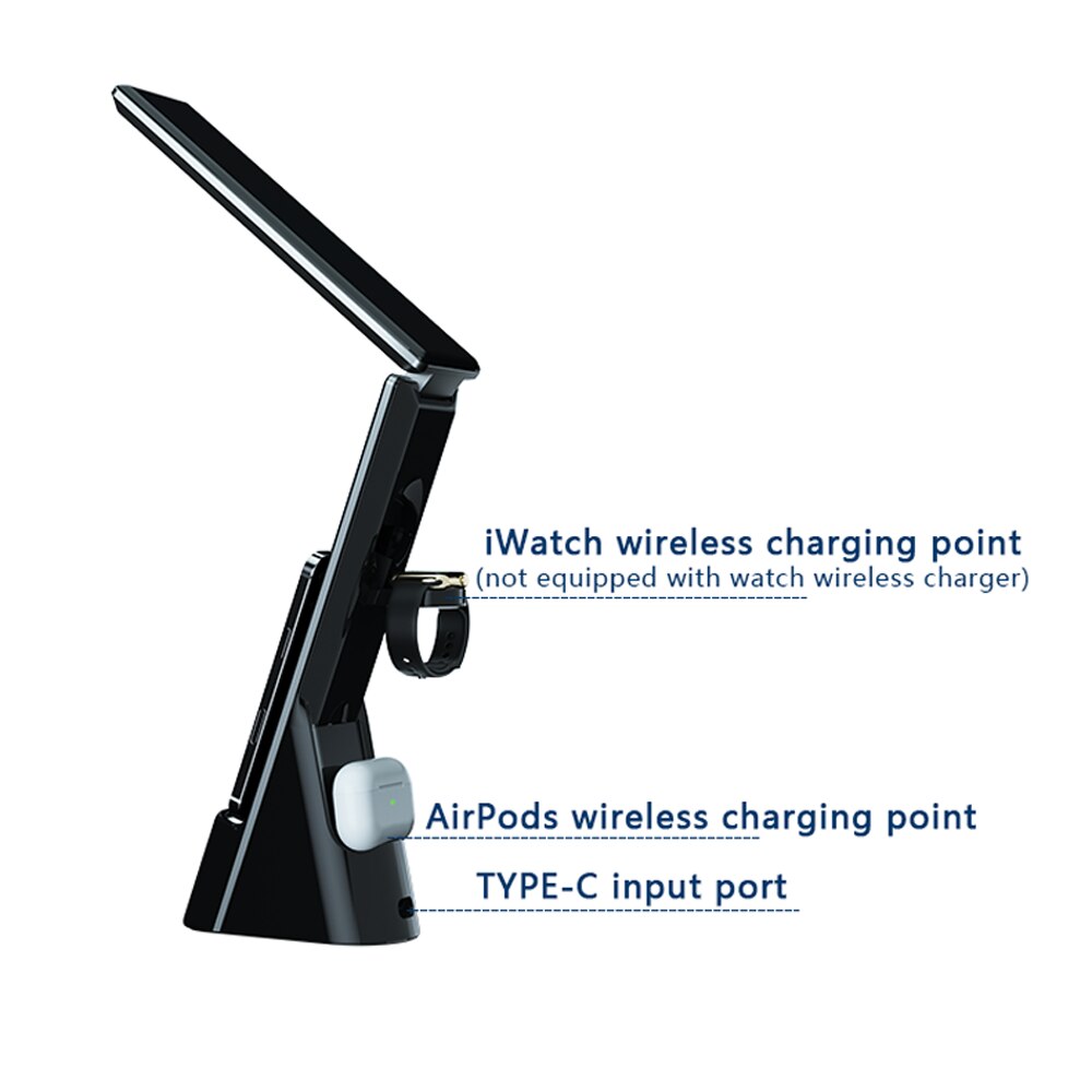 Support de lampe de Table avec chargeur sans fil 5 en 1, pour IPhone 12 11 Pro Max 15W, Station de charge rapide pour Apple Watch AirPods