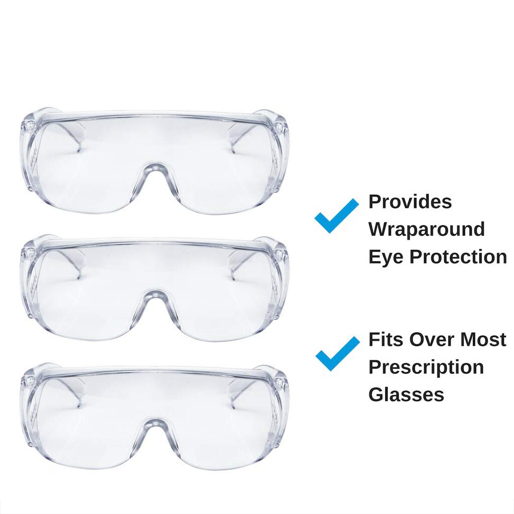Set of 3 Clear Lens Frame PC Safety Glasses Hospital Eye Protection Eyewear