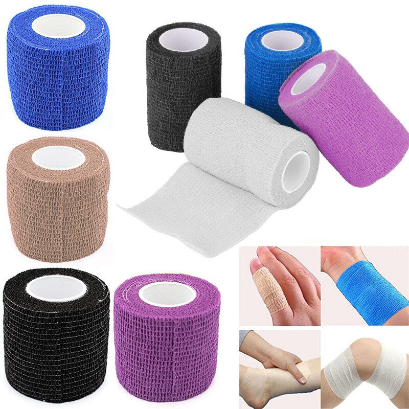 4.5M kolorowe elastyczne bandaż sportowy samoprzylepny bandaż dla Fitness nakolanniki wsparcie kostki Finger Wrap taśmy kinezjologiczne