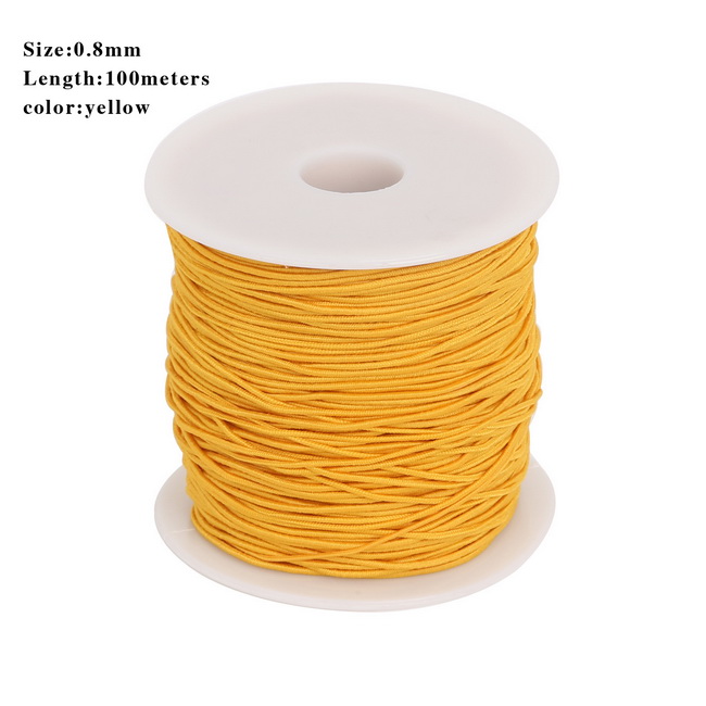 Dia cordon élastique rond en perles de 0.8/1.2/1.5mm, fil extensible, ficelle/corde pour fabriquer des colliers, Bracelet, fourniture de matériel bijoux à bricoler soi-même: Yellow 100m