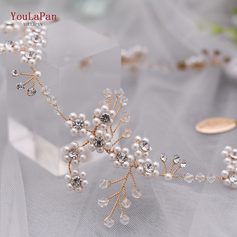YouLaPan HP129 bohême mariage bandeau perle mariée diadème or diamant mariage casque à la main mariage cheveux accessoires