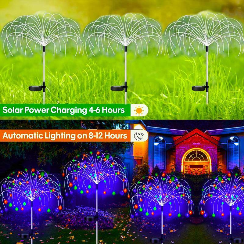 Led Solar Vuurwerk Lamp Buiten Tuin Decor Pad Kerstverlichting Waterdichte Kerst Tuin Balkon Patio Gazon Zonne-Energie Licht