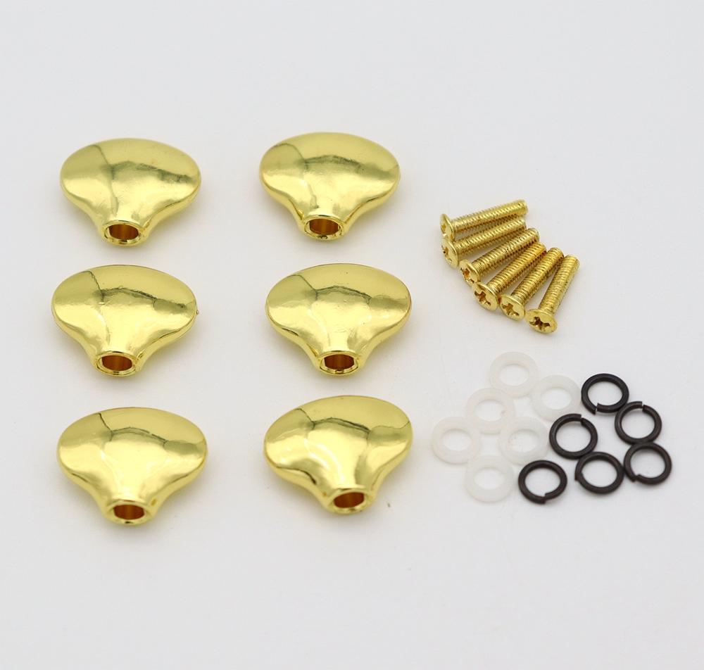 6Pcs Electric Guitar Tuning Pegs Cap Tuners Machine Head Replacement Buttons Knobs for Electric Guitar Accessories: 6pcs Gold