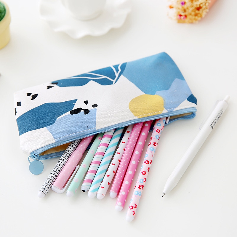 Abstract landscape pencil case cute canvas school pencil case student stationery bag office school stationery