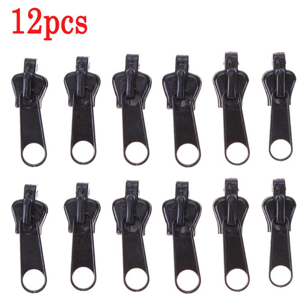 20/40PCS Instant Zipper Universal Instant Fix Zipper Repair Kit Removable Replacement Zip Slider Teeth Rescue Zippers For Sewing: 12PCS Black