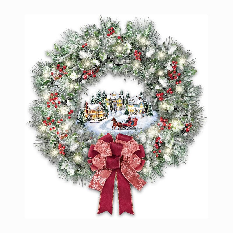 Christmas Santa Claus Window Decal Snowflake Stickers Winter Wall Decals For Kids Rooms Year Xmas Window Decorations: Wreath 20x30cm