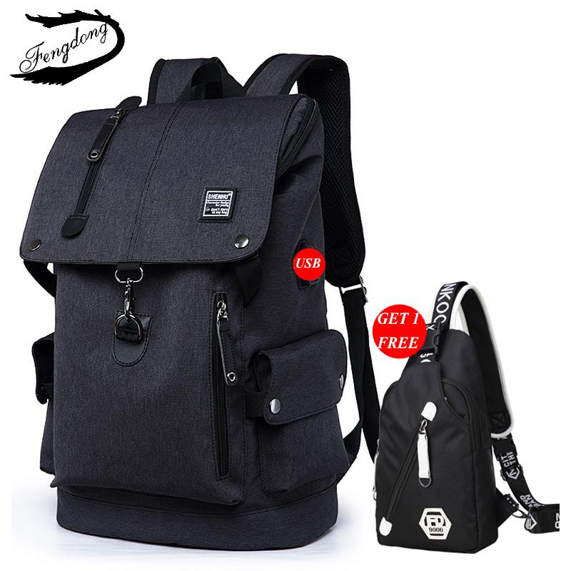 Male Backpack Large Laptop Backpack Multifunction Travel School Backpack Teen School bag Mochilas Male Student Backpack: Black Backpack Set