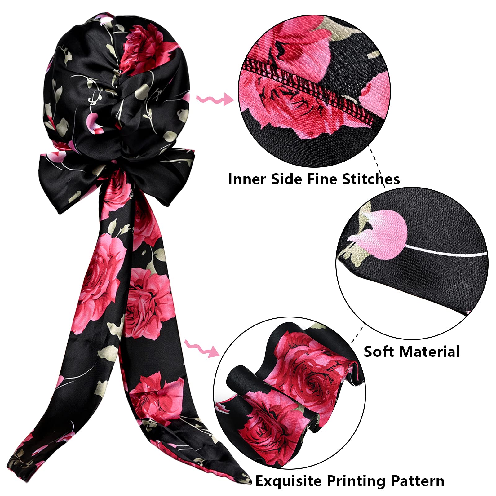 Print afrikansk hatt mjuk satin huvudduk sovmössa turban huvudskydd motorhuv huvudbonader för kvinnor headtie hijab kepsar