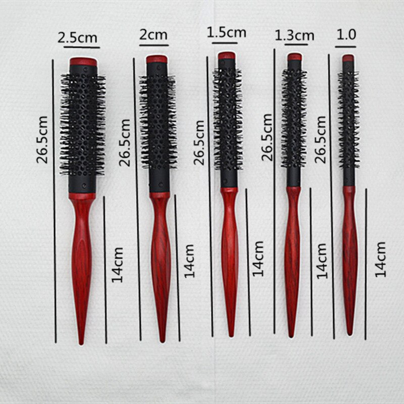 1pc bouclé rond rouleau brosse à cheveux Nylon peigne Salon barbier brosse à cheveux coiffure style outil bord contrôle bois peigne: 1.5CM