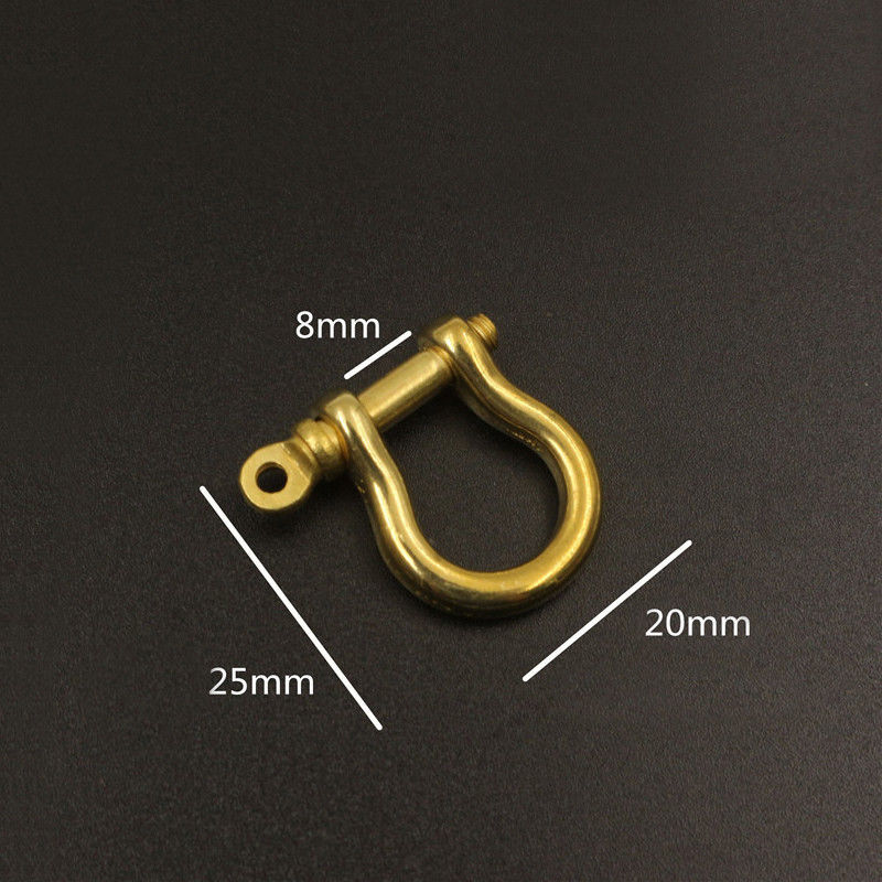 Solid Brass Carabiner D Bow Shackle Fob Key Ring Keychain Hook Screw Joint Connector Buckle: 8mm
