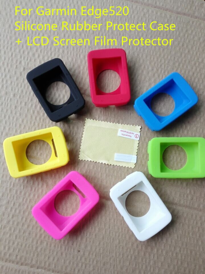 Voor Garmin Edge 520 Fietsen computer Siliconen Rubber Beschermen Case + Lcd-scherm Film Protector