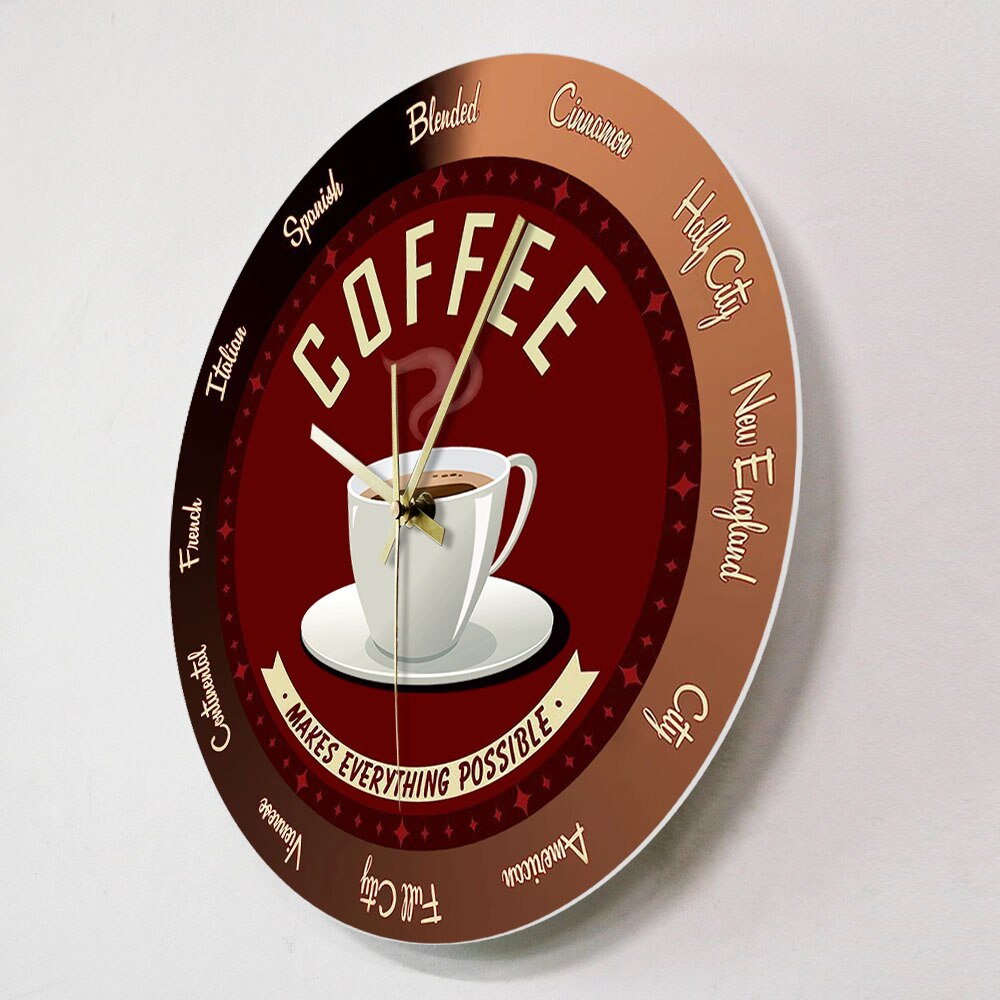 Kaffe gør alt muligt kaffebar tegn cafe tid tavs vægur køkken væg kunst indretning væg ur kaffe elsker