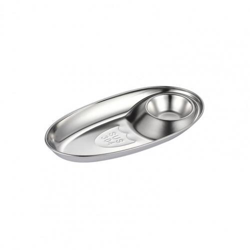 Plato ovalado para aperitivos de acero inoxidable 304, plato para servir comida, postre, salsa, Sushi, cocina, ensaladas: 20x 10 x 2cm