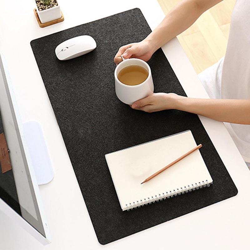 Simple Felt Cloth Mouse Pad Keyboard Cushion Pad Office Home Desk Mice Mat Supplies 630 x 325 x 2mm Large Size Black/ Dark grey