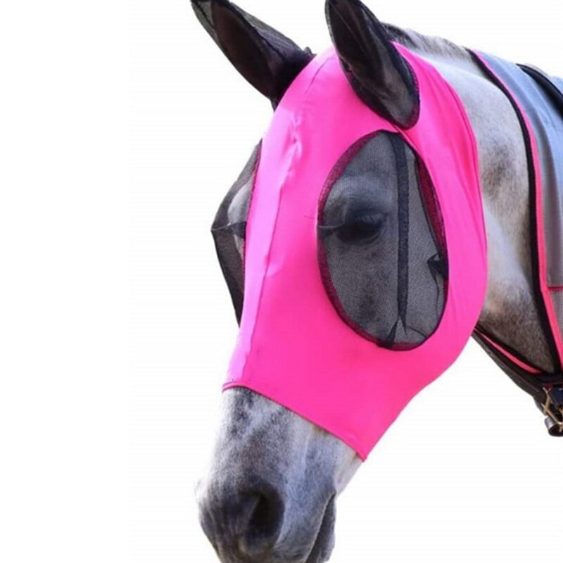 5 farver anti-fly mesh heste maske hest maske stretch bug øje hest flue maske med dækkede ører hest flue maske lang næse med øre: 05