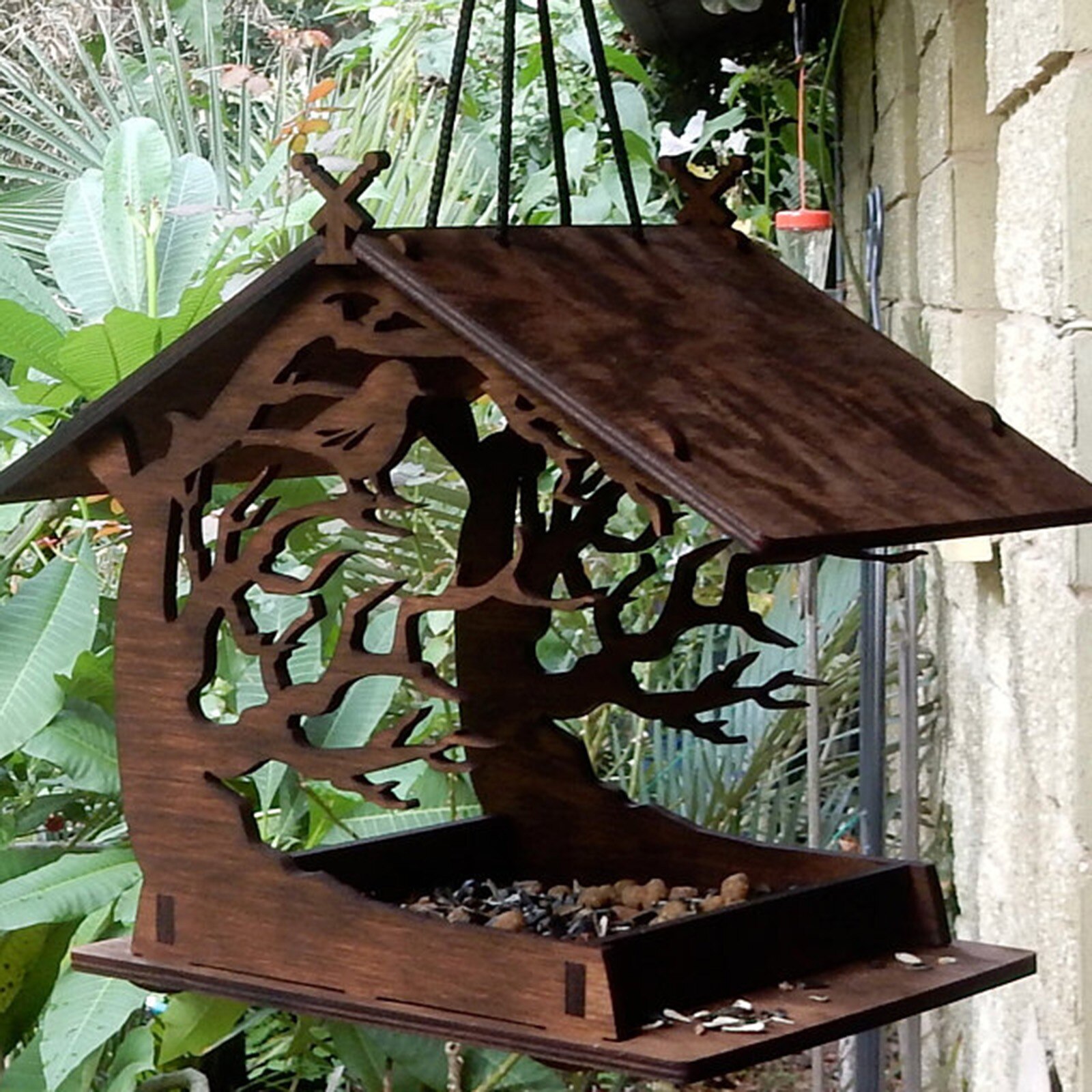 Attractive Wooden Birdhouse Garden Courtyard Villa Balcony Bird Feeder Wooden Outdoor Bird Nest Birdhouse Wooden Box