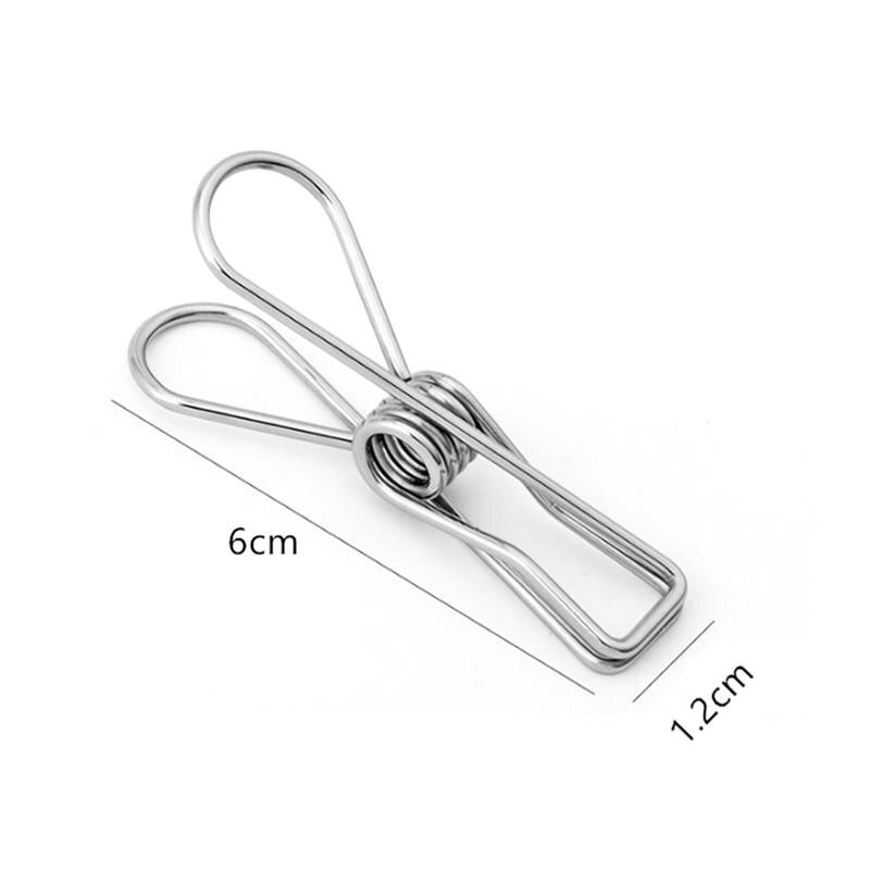 100 stuks multifunctionele roestvrijstalen clips, wasknijpers, knijpers, kledingklemmen, afsluitclips, huishoudelijke wasknijpers: 6cm