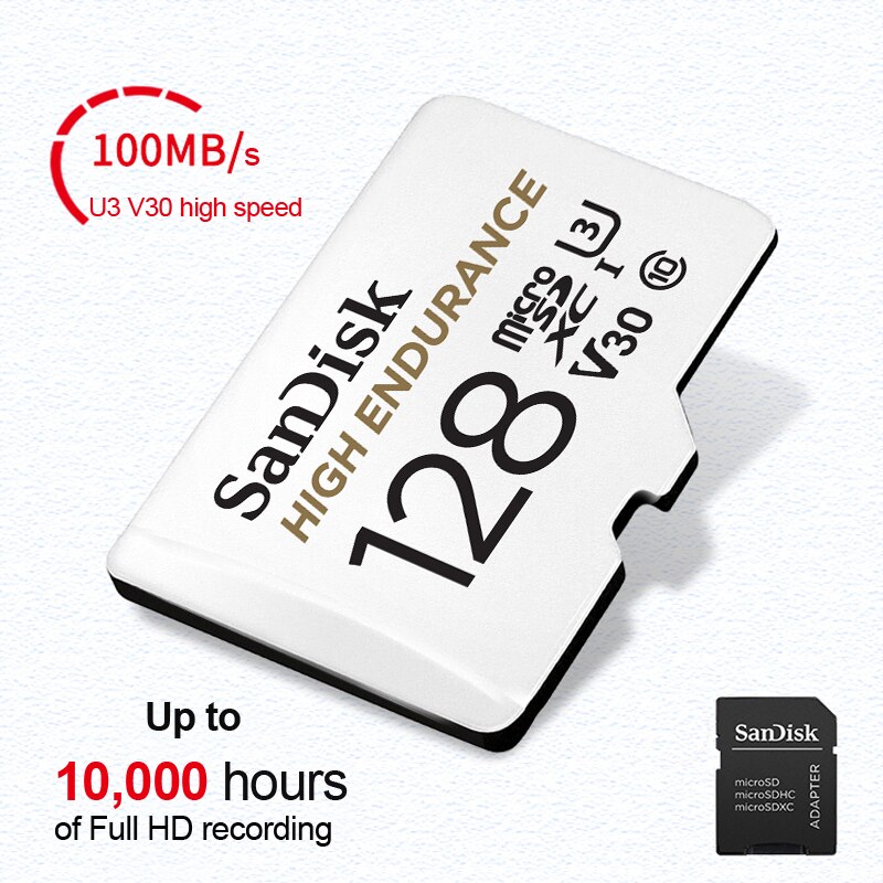 Karta pamięci SanDisk karta Micro SD C10 V30 U3 4K 32GB 64GB 128GB 256GB karty TF dla kamera na deskę rozdzielczą monitorowanie wideo Smartphone drony: sandisk-JKK-128GB