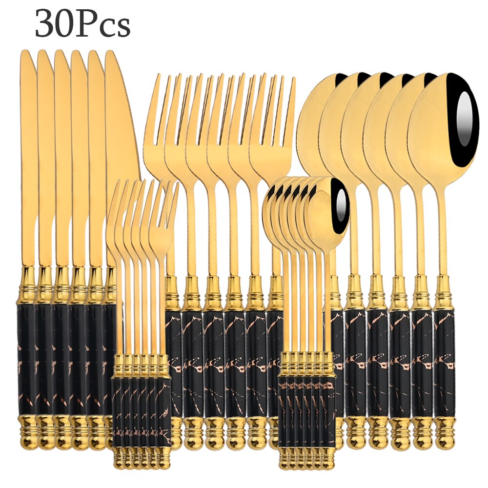36 stks Matte White Gold Set Set Rvs Servies Dessert Fork
