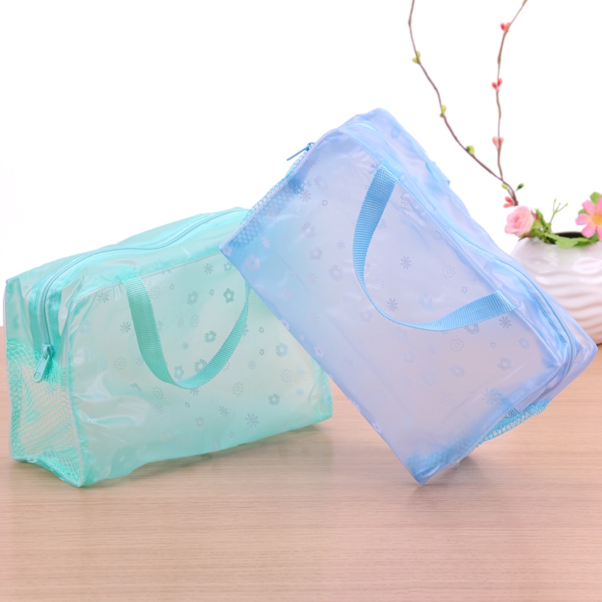 machen-hoch Tasche PVC Blumen- transparent Kosmetik Tasche Kultur waschen machen-hoch Tasche Beutel Reise Necessarie Organizer Tasche