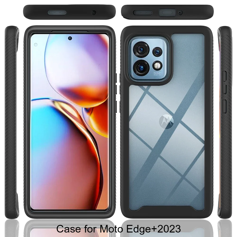 Stötsäkert tpu/pc-skal till motorola moto edge plus edge+ telefonbaksida hybridskyddande skal 2 -i- 1 hållbart fodral