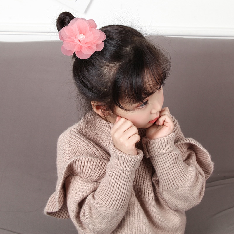Large Flower Lace Chiffon Hair Clips 6Colors Muslin Flower Princess Baby Hair Grips Girls Hair Pin Hair Accessories