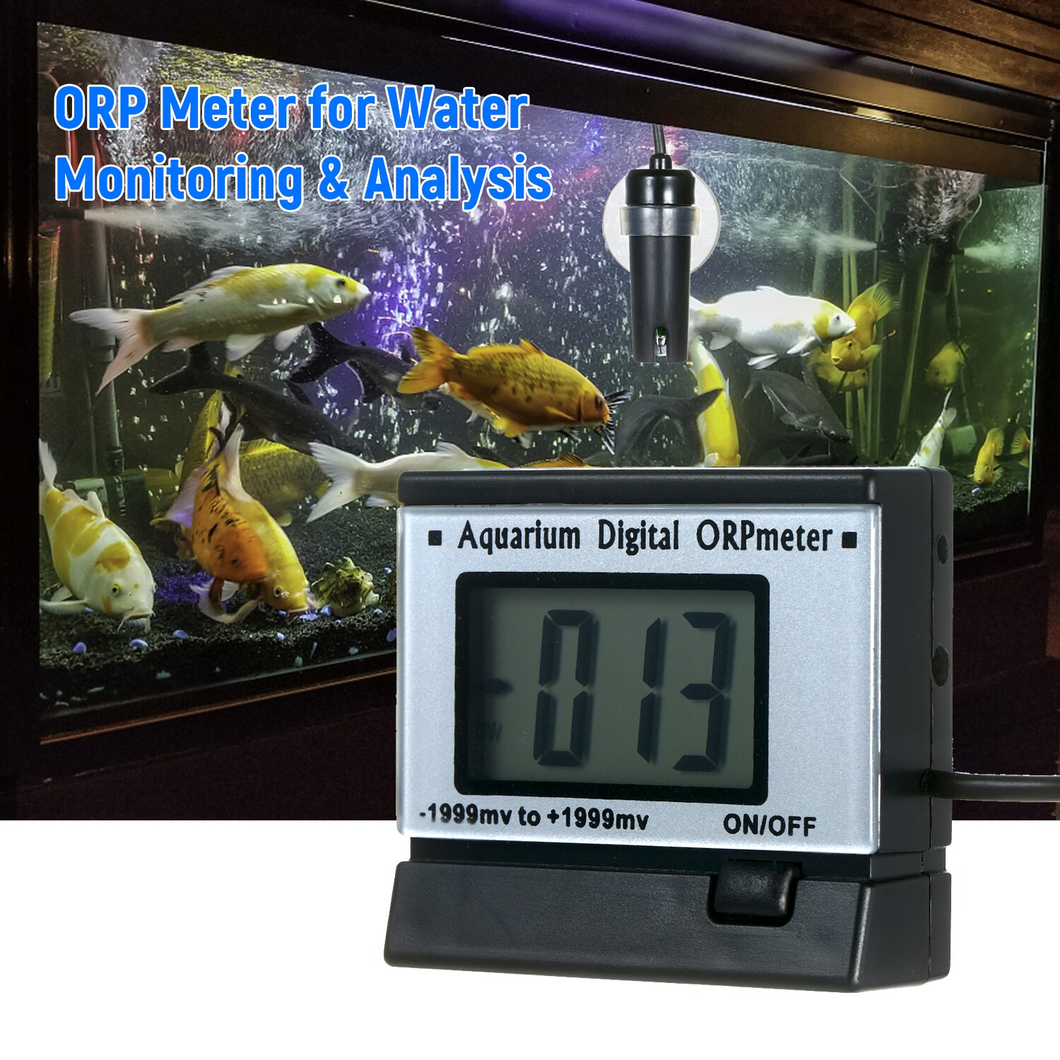 Aquarium Digital Oxidation Reduction Potential Monitor Meter Sensor Water Testing Equipment PH Tester Water Monitoring&Analysis